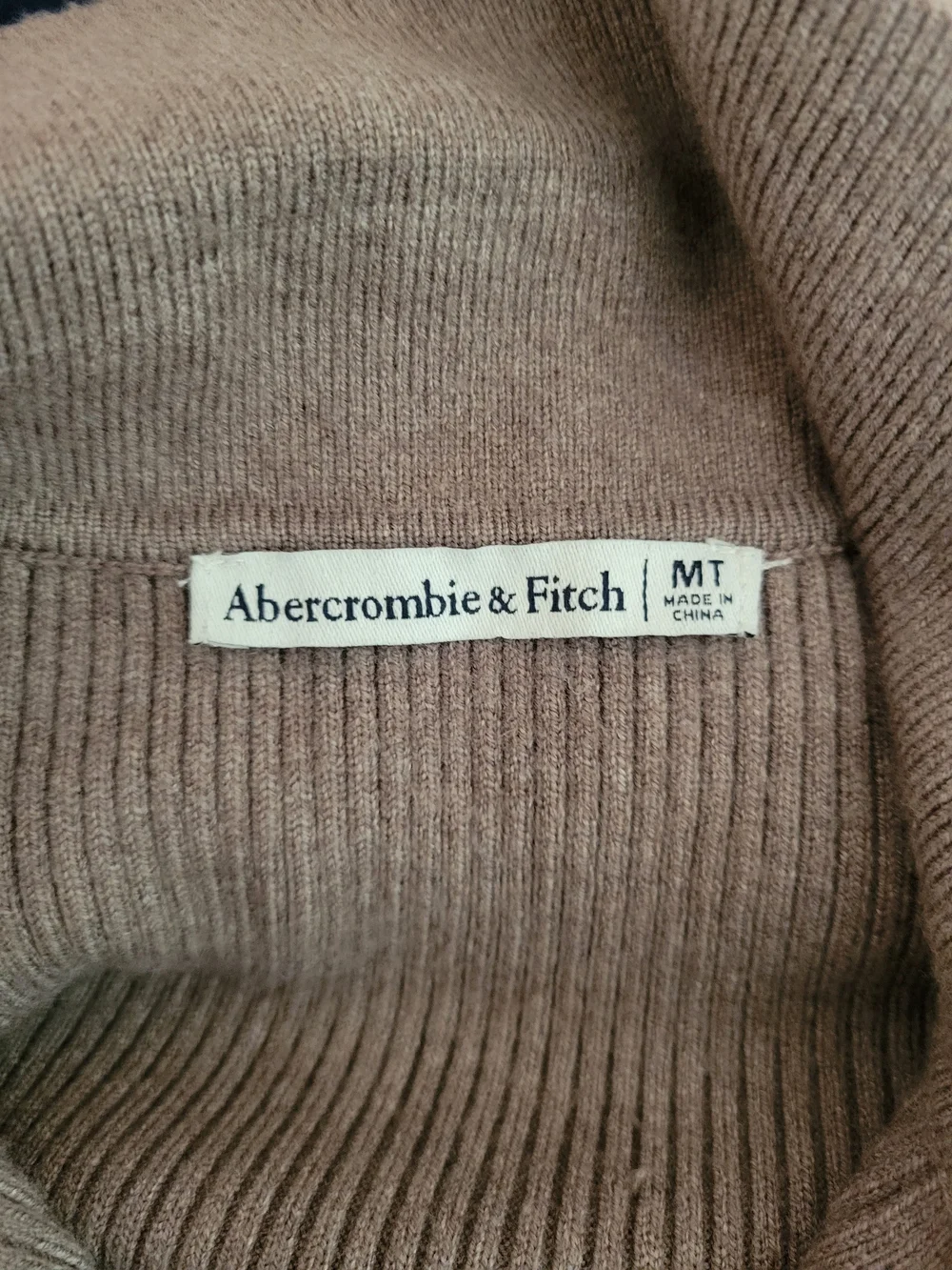Abercrombie & Fitch Knit Maxi Dress Brown Medium Tall MT Ribbed Collared Button